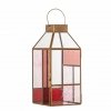 Bloomingville DREW Metalowy Lampion z Kolorowym Szkłem / Różowy